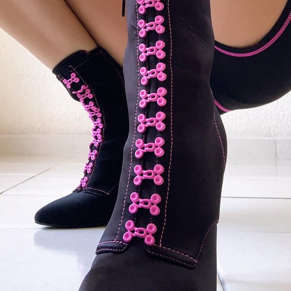 Poster Grl On The Floor Stiletto Boots Size 7 - Picture 2 of 7